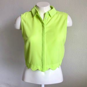 Lush Neon Green Scalloped Crop Top